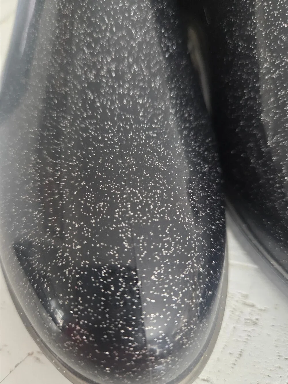 INC International Concepts Black Glitter Raelynn Chelsea Rain Boots